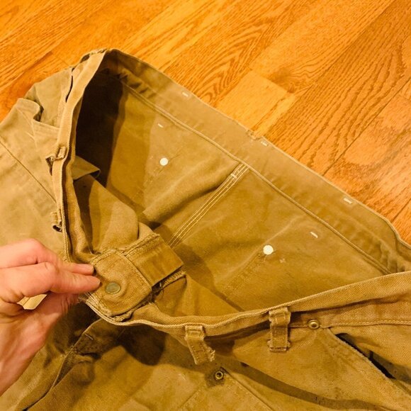 Vintage 60s 70s Carhartt Double Knee Work Pants 44 x 30 Talon Zipper Duck Canvas - Picture 15 of 16